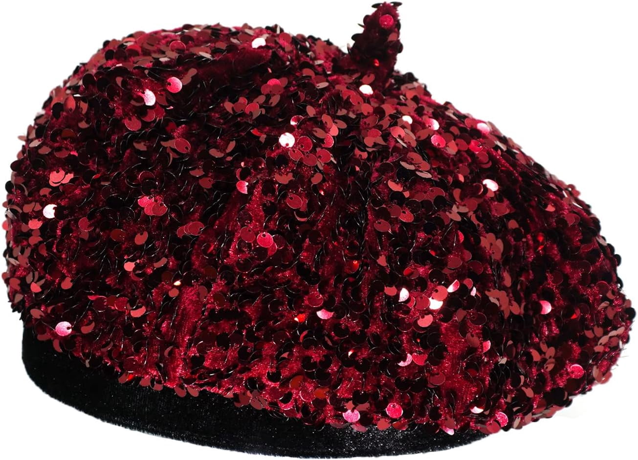 5188 Women Sparkly Sequin Beret Hat Shining French Style Beanie Fashion Artist Bling Beret Hats for Women Sequin Paris Artist Cap  main image 2