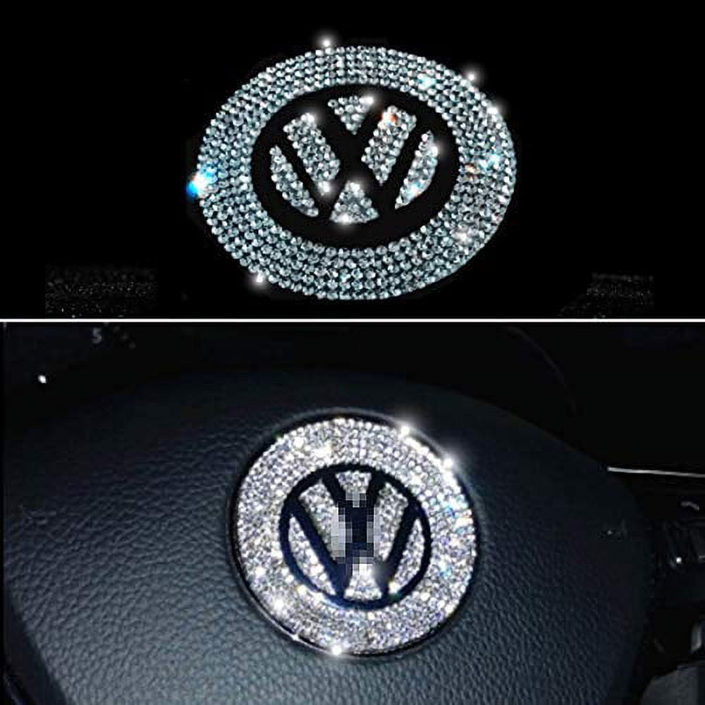 Bling Bling Car Steering Wheel Decorative Diamond Sticker for v w, DIY Bling Car Steering Wheel Emblem Logo Badge For Women Bling Accessories for V W