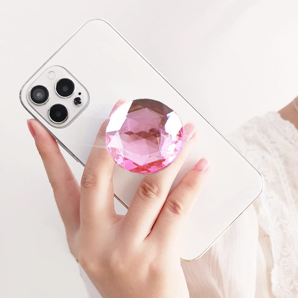 Bling Bling Crystal Phone Ring,Universal 360°Adjustable Phone Case Finger Grip Stand Holder Desk Stent Mount Car Hook Compatible with iPhone 13 12 11 XS MAX X Plus iPad Samsung (1PC Pink)