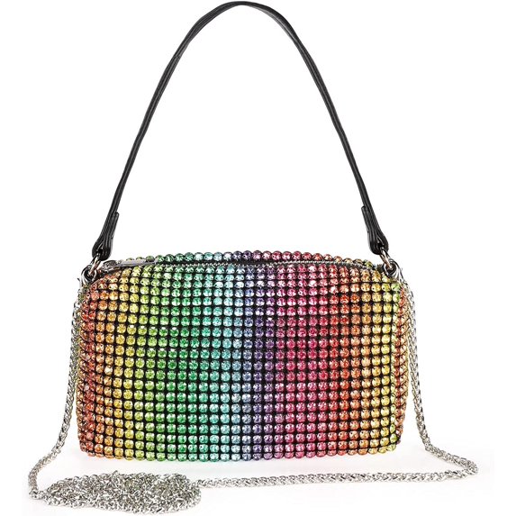 Bling Bling Crystals Evening Clutch Bag with Chain for Women Girls Sparkling Crossbody Bag Wedding Prom Party Purses Handbags
