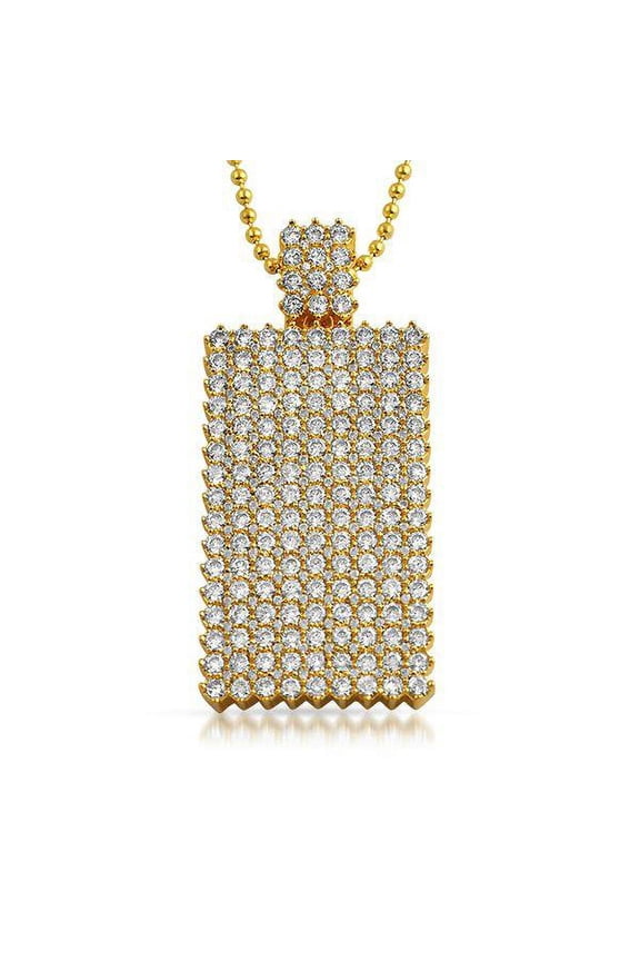 Bling Bling Dog Tag CZ Icey Gold Pendant