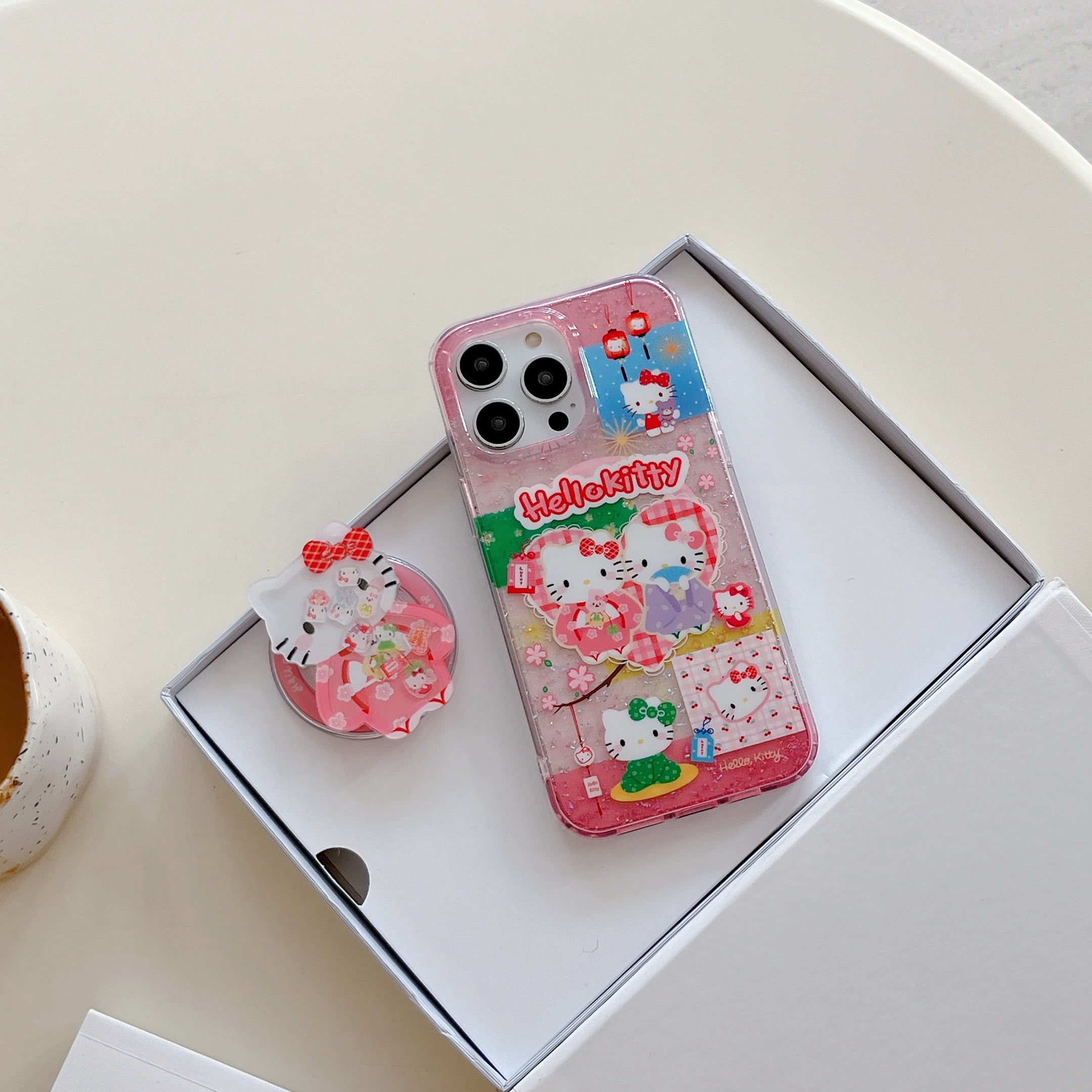 Bling Bling Double Kawaii Sanrio Series Hello Kitty Pink Shell Bracket ...