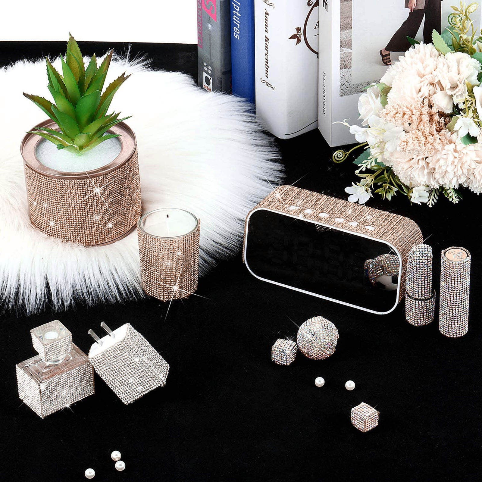 BEADSLAND Bling Rhinestone Sheet – Self-Adhesive, 15.75x9.45 Inches, Champagne, 19500 Stones For DIY & Decoration