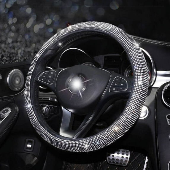 Bling Bling Rhinestones Crystal Car Steering Wheel Cover Leather Steering-wheel covers Auto Accessories