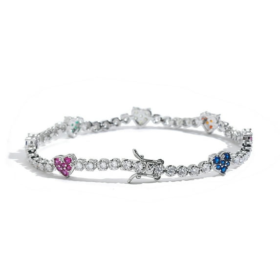 Bling Bling Women Bracelets 14K Yellow Gold Colorful Cubic Zircon Tennis Chain Bracelet For Gift