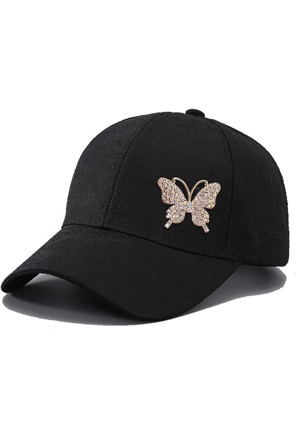 Bling Butterfly Bee Baseball Cap for Women,Shiny Studded Rhinestone Adjustable Sparkling Baseball Hat Shiny Baseball Cap