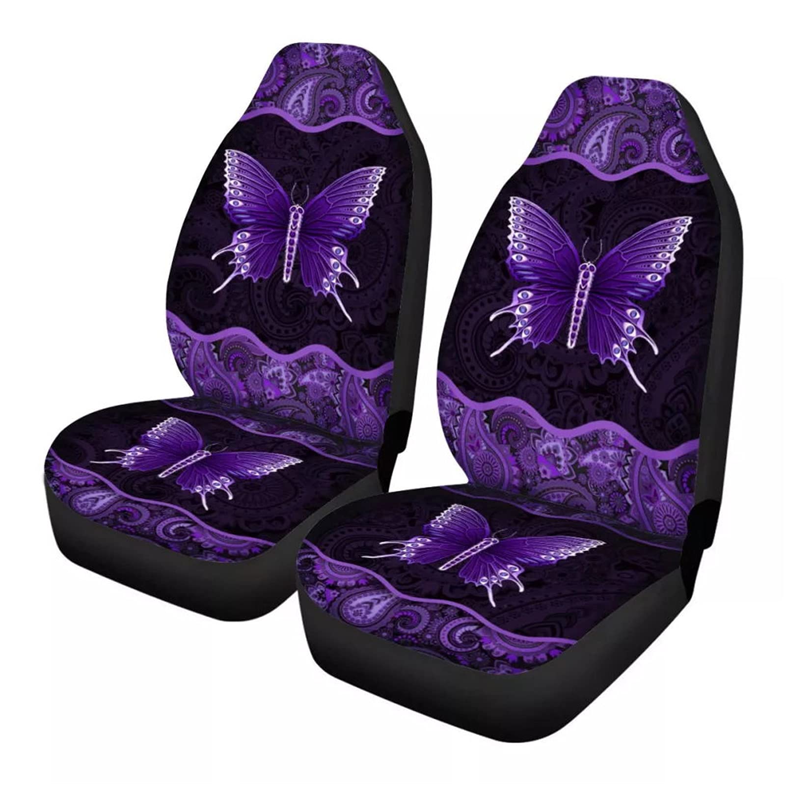 Bling Butterfly Print Bucket Car Seat Cover for Women Durable Stretchy