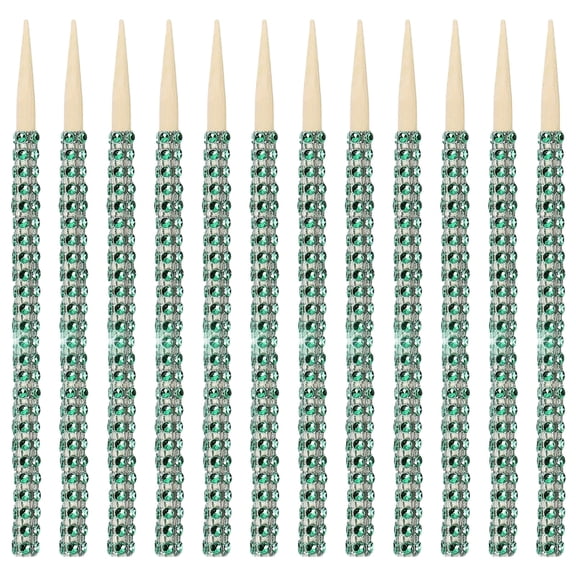 Bling Cake Pop Sticks,12 Pieces Glitter Rhinestone Wooden Pointed Lollipop Sticks Diamond Mesh Wrap Treat Stick Candy Apple Stick for Fruit Candy Dessert Table Tea Party Birthday Wedding Blue 5.8"