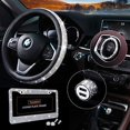 thumbnail image 1 of Bling Car Accessories Set, Bling Steering Wheel Cover for Women Universal Fit 15 Inch, Bling License Plate Frame for Women, Bling Car USB Charger(Fast Charging), Crystal Car Decor Set 4 Pack, 1 of 7