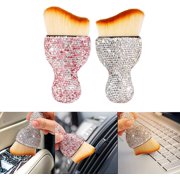 Bling Car Detailing Brushes Set of 2, Auto Detailing Brushes Interior Shiny Hair Removal Brush with Storage Box, Soft Bristles Detailing Brush Dusting Tool for Car Engine Dashboard Decor