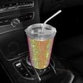 thumbnail image 1 of Bling Car Home Encrusted Beverage Cup Simple Fashion Rhinestones Encrusted Stainless Steel Straw Coffee Cup Straight Slim 550ml, 1 of 13