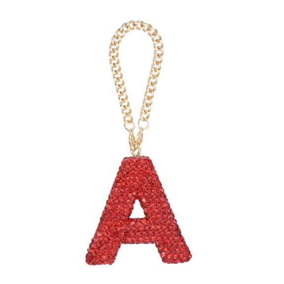 Bling Car Letter Charm, Initial A Letter Car Rear View Mirror Hanging Crystal Ornaments for Bags Cup, Red