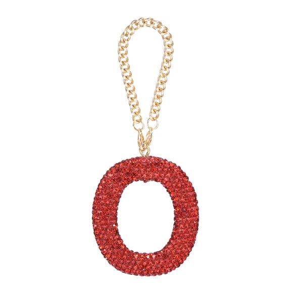 Bling Car Letter Charm, Initial O Letter Car Rear View Mirror Hanging Crystal Ornaments for Bags Cup, Red