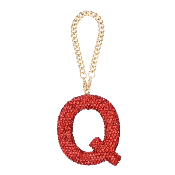 Bling Car Letter Charm, Initial Q Letter Car Rear View Mirror Hanging Crystal Ornaments for Bags Cup, Red