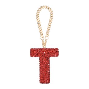 Bling Car Letter Charm, Initial T Letter Car Rear View Mirror Hanging Crystal Ornaments for Bags Cup, Red