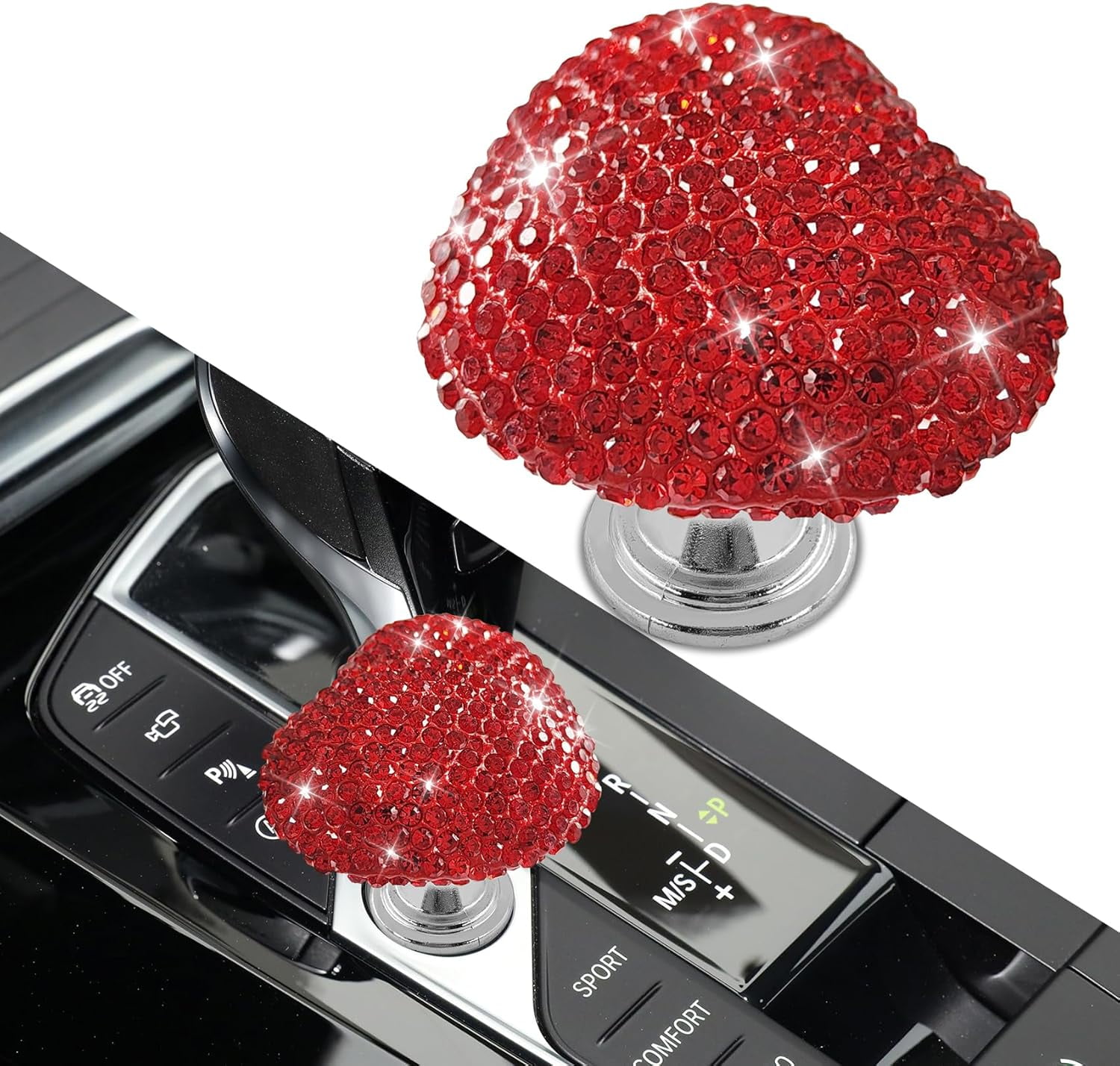 Bling Car One-Touch Start Button, Push Start Button Cover, Heart-Shaped ...