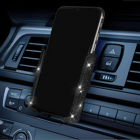 Bling Car Phone Holder, 360 Degrees Adjustable Crystal Auto Car Mount Phone Holder for Dashboard,Windshield and Air Vent (Black)