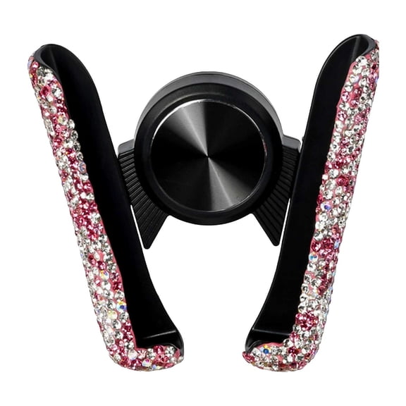 Bling Car Phone Holder, Crystal Rhinestone Mini Vehicle Dash Air Vent Cellphone Mount, Sparkle Dashboard Windshield Smartphone Stand, Universal Automotive Accessories