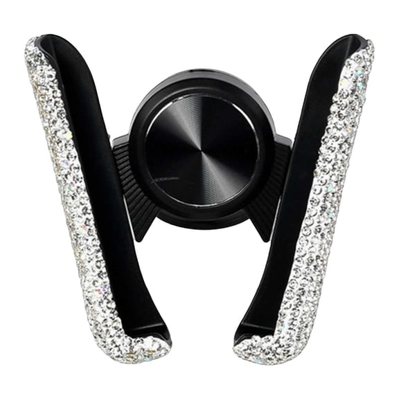 Bling Car Phone Holder, Mobile Phone Bracket with Stable Clip, Rhinestone Encrusted Air Conditioner Vent Navigation Mount, 360 Degrees Adjustable Crystal Mount Holder