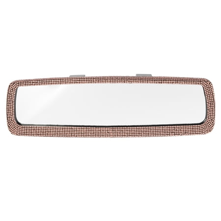Bling Car Rear View Mirror Shining with Faux Crystal Rhinestone Car Accessories Interior Trim for Women Champagne Color