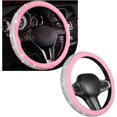 thumbnail image 1 of Bling Car Steering Wheel Cover, Sparkling Crystal Rhinestone Auto Wheel Protector, Anti Slip Cover Fit 15 Inch Steering Wheel for Women Girls, Universal Car Accessories (White+Pink), 1 of 12