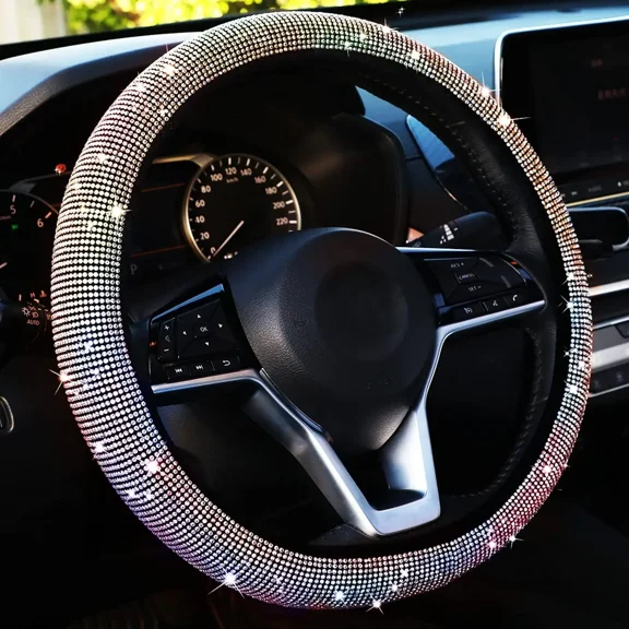 Bling Car Steering Wheel Cover W/ Crystal Diamond Sparkling Car Suv Rhinestones Steering Wheel Protector Vehicle Auto Decoration