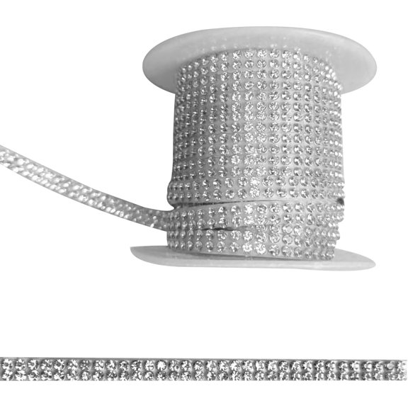 Bling Car Trim, 16.4 Ft Self-Adhesive Crystal Rhinestone Strips, Glitter Crystal Ribbon for Car Dashboard Decorations, Universal for DIY Crafts, Party, Vehicle, Phone Decorations (White)