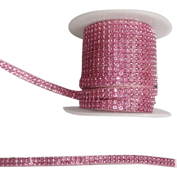 Bling Car Trim, 16.4 Ft Self-Adhesive Crystal Rhinestone Strips, Glitter Crystal Ribbon for Car Dashboard Decorations, Universal for DIY Crafts, Party, Vehicle, Phone Decorations (Pink)