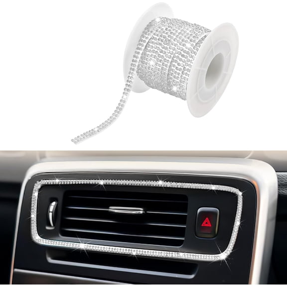 Bling Car Trim Self Adhesive, 16.4 Ft Rhinestone Car Decoration Strip Decal, Crystal DIY Trim Strips Line Molding Sticker for Dashboard, Interior Exterior Car Accessories (Royal Blue)