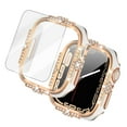 thumbnail image 1 of Bling Case for Apple Watch Series 6/5/4/SE 44mm with Tempered Glass Screen Protector, Crystal Diamond Rhinestone Sparkling Full Protective Cover for iWatch Series 6/5/4/SE 44mm, Whire+Rosegold, 1 of 7
