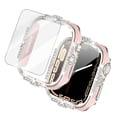 thumbnail image 1 of Bling Case for Apple Watch Series 9/8/7 41mm with Tempered Glass Screen Protector, Crystal Diamond Rhinestone Sparkling Full Protective Cover for iWatch Series 9/8/7 41mm, Pink, 1 of 7