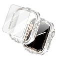 thumbnail image 1 of Bling Case for Apple Watch Series 9/8/7 45mm with Tempered Glass Screen Protector, Crystal Diamond Rhinestone Sparkling Full Protective Cover for iWatch Series 9/8/7 45mm, White, 1 of 7