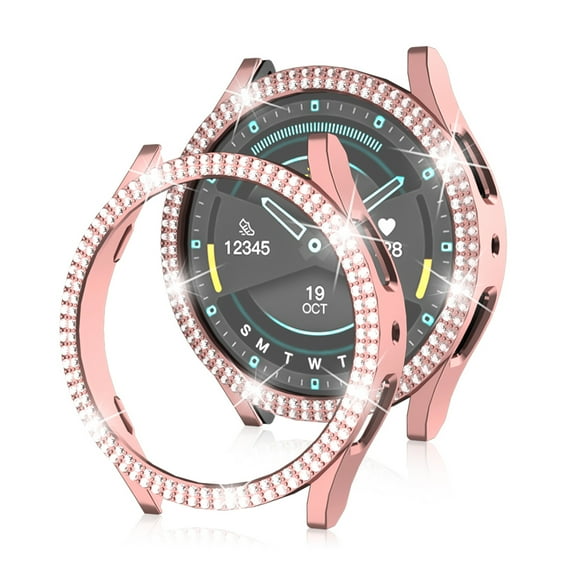 Bling Case Compatible for Samsung Galaxy Watch 5/4/FE Case 40mm, Crystal Diamonds Rhinestone Bumper Cover Hard PC Protective Case for Galaxy Watch 5/4/FE 40mm Women without Screen Protector,Pink
