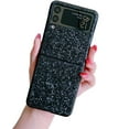 thumbnail image 1 of Bling Case Compatible with Samsung Galaxy Z Flip 3 5G 2021,Slim Galaxy Z Flip 3 Case Women Girly Cute Sparkly Glitter Sequins Crystal Diamond Hard PC Back Flexible TPU Bumper Case,Black, 1 of 3
