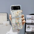 thumbnail image 1 of Bling Case for Samsung Galaxy Z Flip 3 5G, Handmade 3D Glitter Sparkle Clear Crystal Diamond Case Shiny Rhinestone Flower Transparent Soft Silicone PC Cover for Girls Women - Silver, 1 of 10