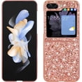 thumbnail image 1 of Bling Case for Samsung Galaxy Z Flip 5 5G,Slim Galaxy Z Flip 5 Case Women Girly Cute Sparkly Glitter Sequins Crystal Diamond Hard PC Back Flexible TPU Bumper Case,Rose Gold, 1 of 7
