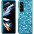 thumbnail image 1 of Bling Case for Samsung Galaxy Z Fold 5 5G,Slim Galaxy Z Fold 5 Case Women Girly Cute Sparkly Glitter Sequins Crystal Diamond Hard PC Back Flexible TPU Bumper Case,Blue, 1 of 12