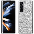 thumbnail image 1 of Bling Case for Samsung Galaxy Z Fold 5 5G,Slim Galaxy Z Fold 5 Case Women Girly Cute Sparkly Glitter Sequins Crystal Diamond Hard PC Back Flexible TPU Bumper Case,Silver, 1 of 12