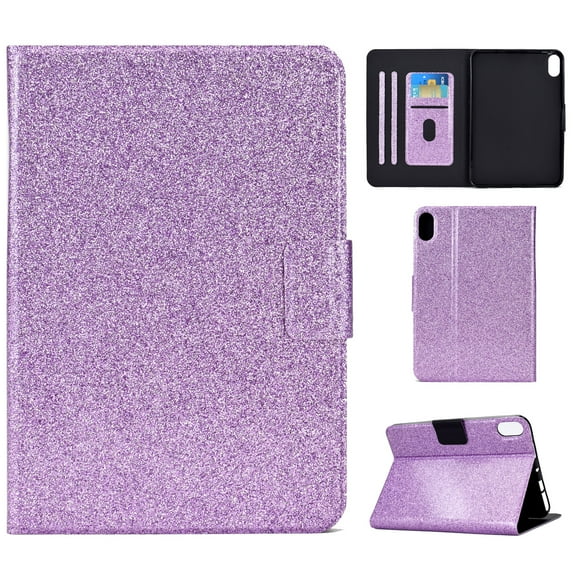 Bling Case for iPad 10th Gen 10.9" 2022, Folio Glitter Leather Case Card Slot Cover with Pencil Holder, Multi-Angle Viewing Stand, Pocket Design for iPad 10th Gen 10.9" 2022, Purple