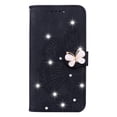 thumbnail image 1 of Bling Case for iPhone 6 Plus/iPhone 7 Plus/iPhone 8 Plus,  Glitter Sparkly Diamond Embossed Retro Butterfly PU Leather Flip Kickstand Wallet Case for iPhone 6 Plus/7 Plus/8 Plus(5.5"), Black, 1 of 10