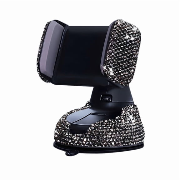 Bling Cell Phone Holder, 360 Degree Adjustable Crystal Auto Dashboard Air Vent Cell Phone Mount, Universal Car Phone Holder Mount for Windshield Dashboard, Car Decor (Gray)