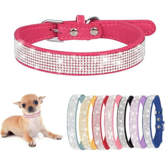 Bling Collar for Small Medium Dogs, Cute Rhinestone Dazzling Sparkling Collar Pretty Crystal Diamond Pet Puppy Collar for XS Small Medium Girls Dogs Cats