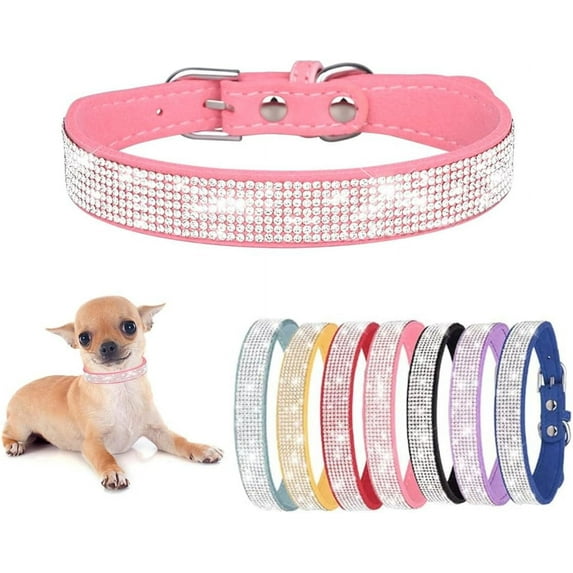 Bling Collar for Small Medium Dogs, Cute Rhinestone Dazzling Sparkling Collar Pretty Crystal Diamond Pet Puppy Collar for XS Small Medium Girls Dogs Cats