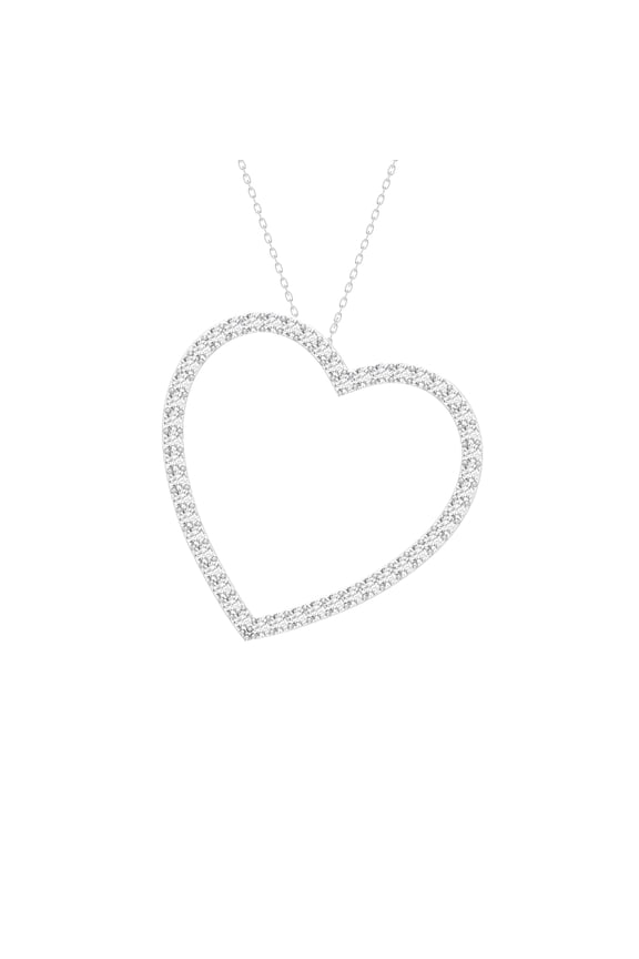 0.50 Ct Round VVS1 Moissanite Slanted Heart Pendant for Women 14k White Gold Plated 925 Sterling Silver (Color D, VVS1)