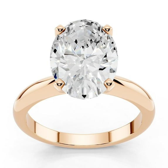 Bling Craft 14K Rose Gold Plated 925 Sterling Silver 3 CT 11.2x8MM Oval Cut Solitare Moissanite Engagement Rings for Women - Moissanite Wedding Band for Women - Promise Rings Size 6.5