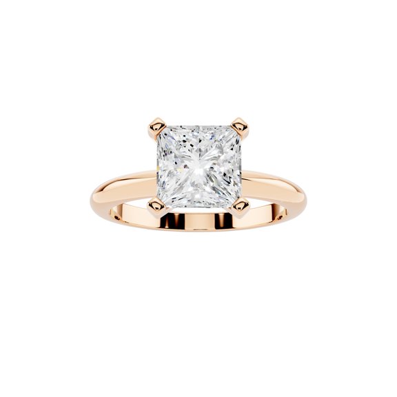 Bling Craft 14K Rose Gold Plated 925 Sterling Silver Engagement Rings 1.5 CT 6.2MM Princess Cut Moissanite Solitaire Wedding Promise Rings for Her Stunning Wedding Bands for Women Size 5