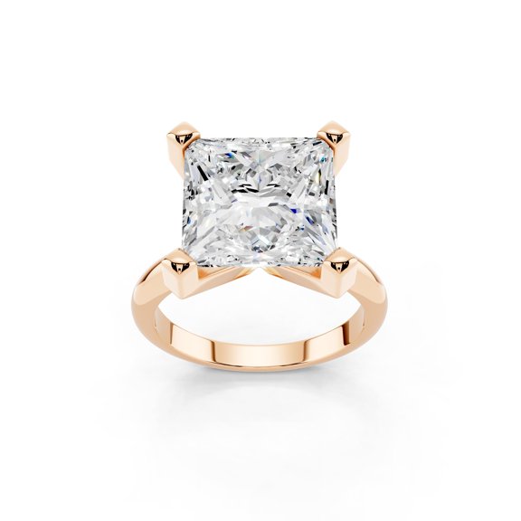 Bling Craft 14K Rose Gold Plated 925 Sterling Silver Engagement Rings 6 CT 9.9MM Princess Cut Moissanite Solitaire Wedding Promise Rings for Her Stunning Wedding Bands for Women Size 5.5
