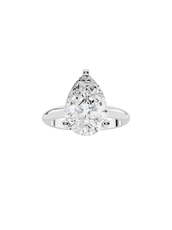 14K White Gold Plated 925 Sterling Silver Wedding Engagement Ring for Women 3 CT 12.3x8MM Solitaire Pear Cut Moissanite Ring Trendy Gold Jewelry Promise Ring Size 8