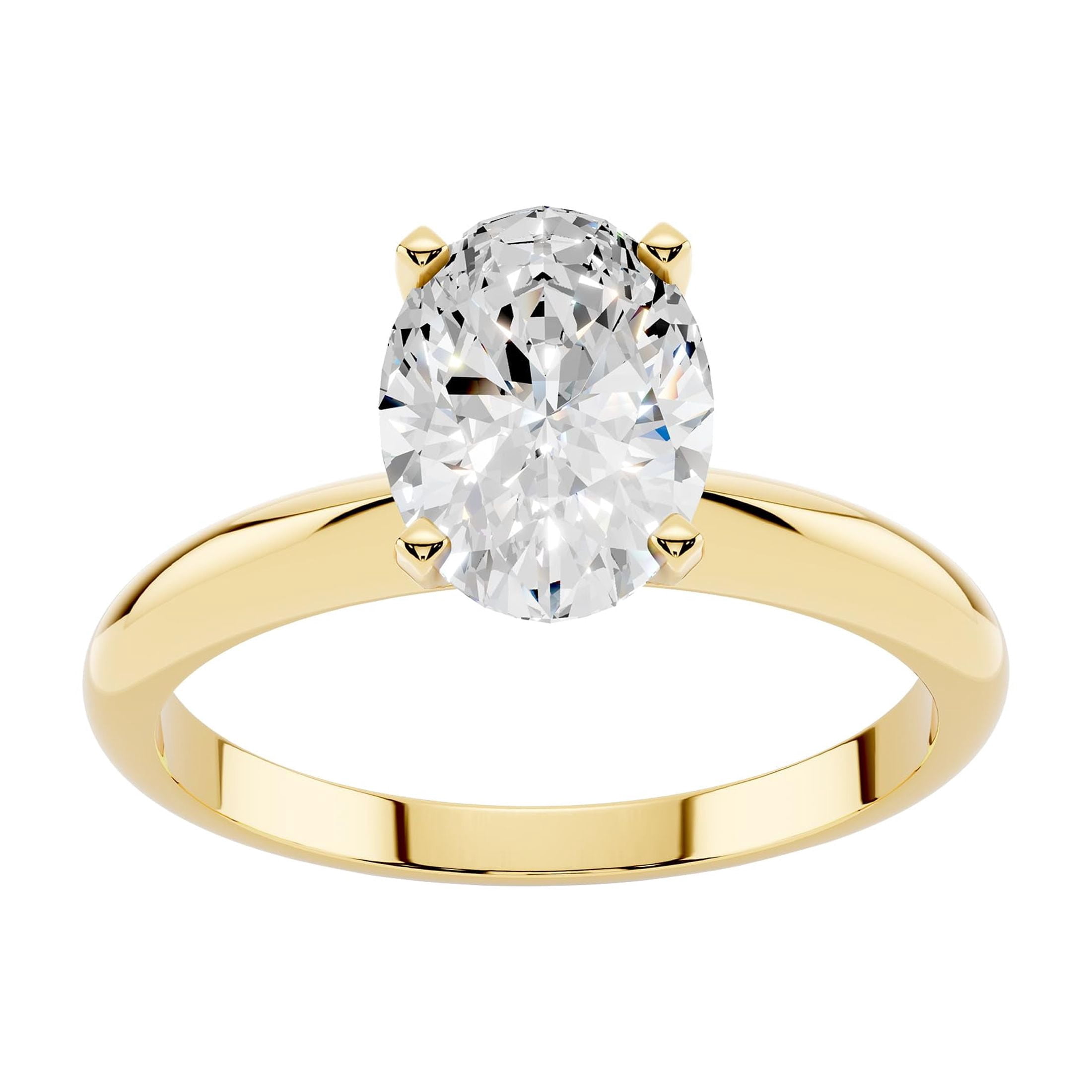 Bling Craft 14K Yellow Gold Plated 925 Sterling Silver 1 CT 8x5.7MM Oval Cut Solitare Moissanite Engagement Rings for Women - Moissanite Wedding Band for Women - Promise Rings Size 9