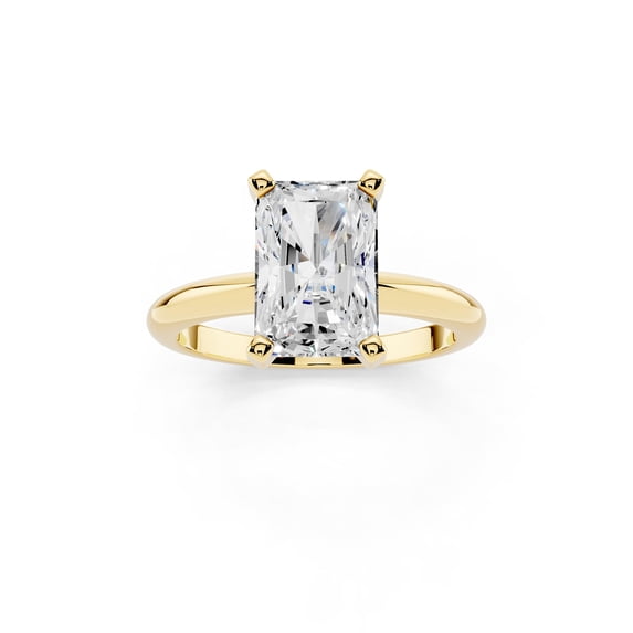 Bling Craft 14K Yellow Gold Plated Engagement Rings 2 CT 8.2x6.2MM Radiant Cut Moissanite Wedding Promise Rings for Her Stunning Wedding Bands for Women Size 10
